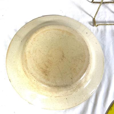 1480 Antique Early Canary Yellow French Transferware Faience Plates