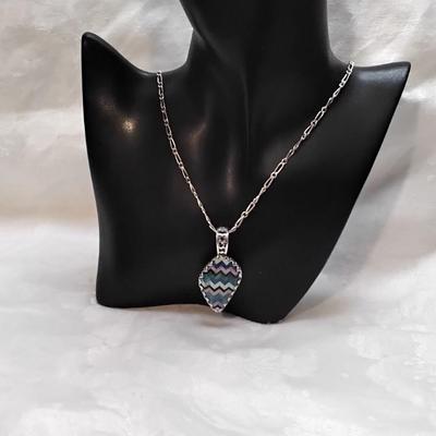 Signed Zuni Indian (Lavender Turquoise, Malachite, Green Turquoise, Lapis Lazuli and Onyx) 24" 925 Necklace