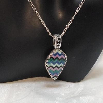 Signed Zuni Indian (Lavender Turquoise, Malachite, Green Turquoise, Lapis Lazuli and Onyx) 24" 925 Necklace