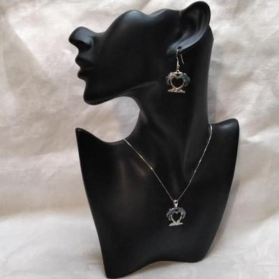 Blue Fire Opal Necklace And Earring 18" 925 Necklace/Earrings Set