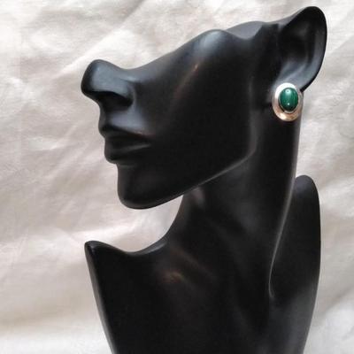 Vintage Malachite 925 Earrings
