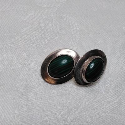 Vintage Malachite 925 Earrings