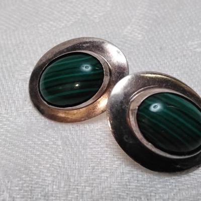 Vintage Malachite 925 Earrings