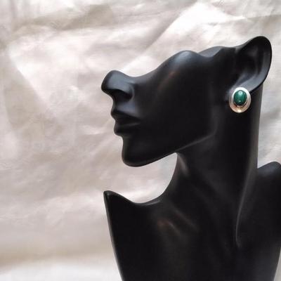 Vintage Malachite 925 Earrings