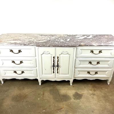 1484 Vintage Painted Marble Top Dresser
