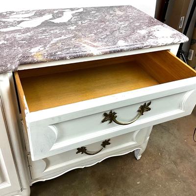 1484 Vintage Painted Marble Top Dresser