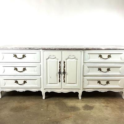 1484 Vintage Painted Marble Top Dresser