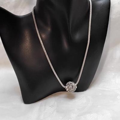 Intricate Design Slider Ball 17" 925 Necklace
