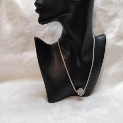 Intricate Design Slider Ball 17" 925 Necklace