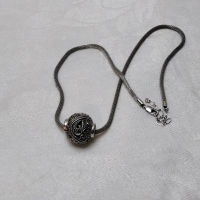 Intricate Design Slider Ball 17" 925 Necklace