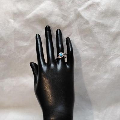 Blue Fire Opal With White Sapphire Accents 925 Ring Size 11
