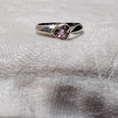 Amethyst Heart 925 Ring Size 7