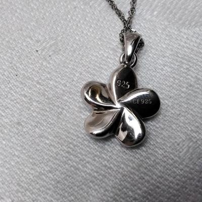 Blue Fire Opal Flower 925 16" Necklace