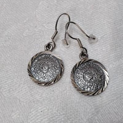 Aztec Coin Mexico 925 Earrings