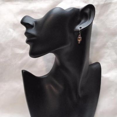 Antique Citrine and Amethyst 925 Earrings