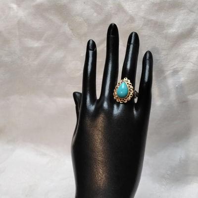 Ross Simons Turquoise Gold Vermeil Ring Size 8.5