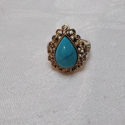 Ross Simons Turquoise Gold Vermeil Ring Size 8.5