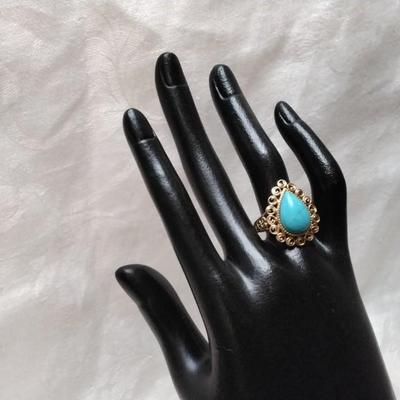 Ross Simons Turquoise Gold Vermeil Ring Size 8.5