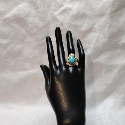Ross Simons Turquoise Gold Vermeil Ring Size 8.5