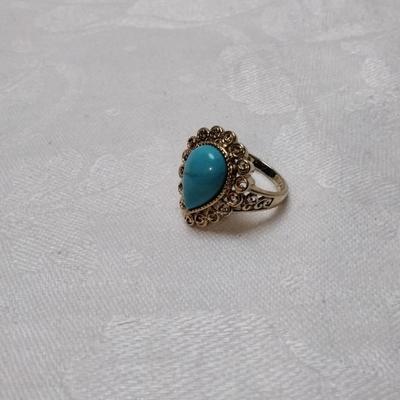 Ross Simons Turquoise Gold Vermeil Ring Size 8.5