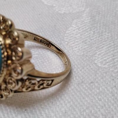 Ross Simons Turquoise Gold Vermeil Ring Size 8.5