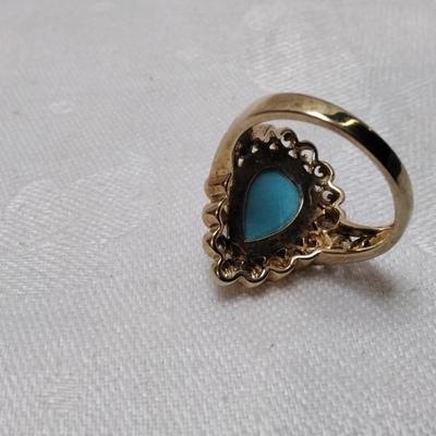 Ross Simons Turquoise Gold Vermeil Ring Size 8.5