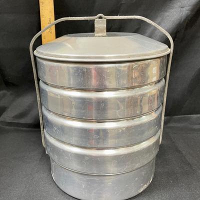 Vintage Buckeye Family Picnic Pack Miner's Lunchbox Pie Carrier Aluminum Ware