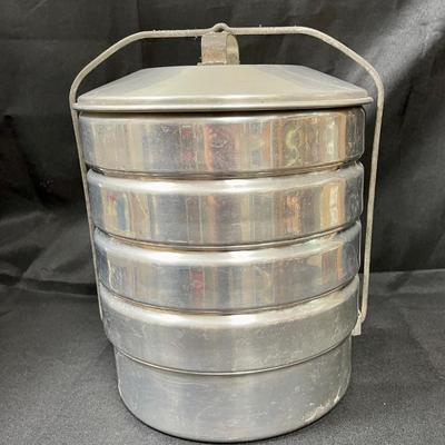 Vintage Buckeye Family Picnic Pack Miner's Lunchbox Pie Carrier Aluminum Ware