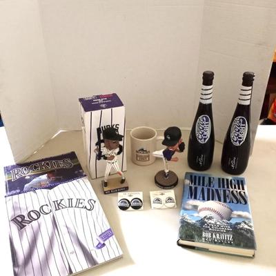 COLORADO ROCKIES BOBBLEHEADS-COORS BAT BOTTLES- PINS AND MORE