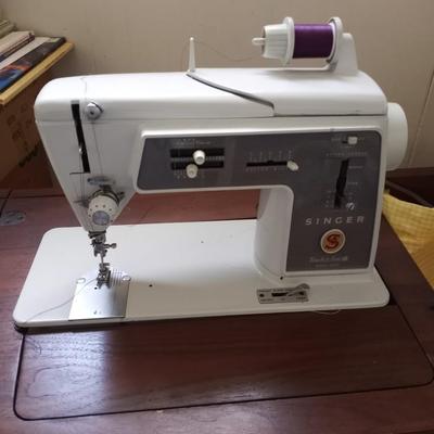 SINGER TOUCH & SEW MACHINE IN WOODEN TABLE