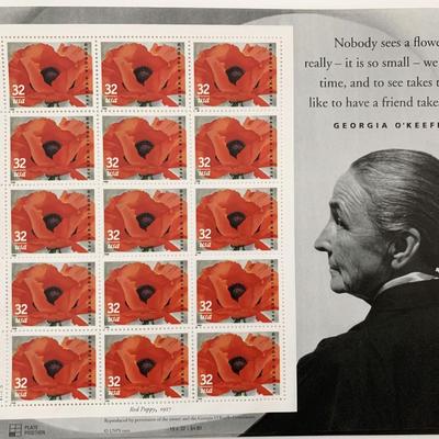 Georgia O'Keeffe US Postage Sheet of 15 32 Cent Stamps Scott 3069