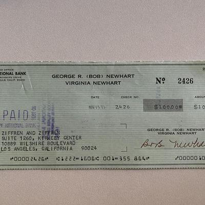 Bob Newhart signed check
