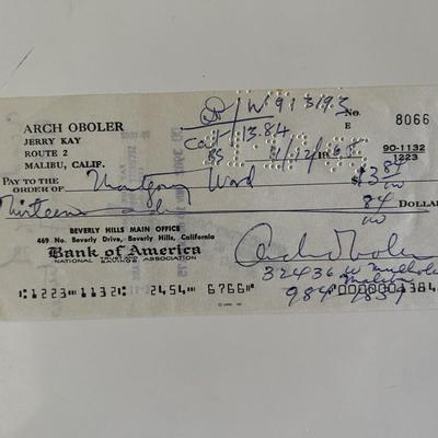 Arch Oboler signed check