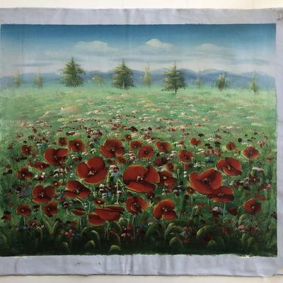 Poppy Field Landscape original painting on canvas