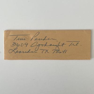 Tim Pender original signature