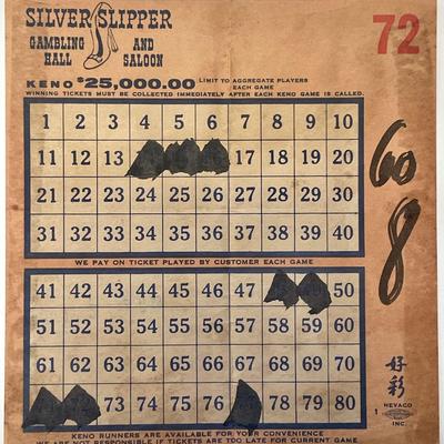 Silver Slipper Keno card
