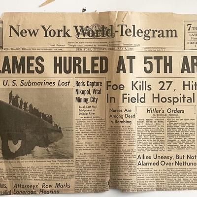 WWII 1944 New York World Telegram Original Vintage Newspaper