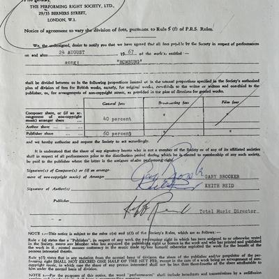 Gary Brooker and Keith Reid signed contract 
