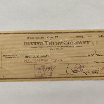 Walter Winchell signed check