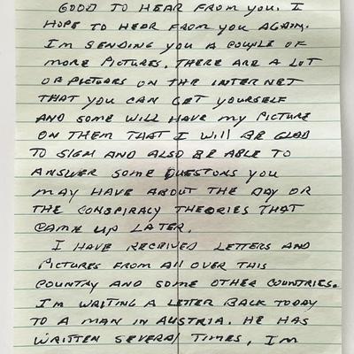JFK Assassination Dallas Police officer Eugene Barnett signed letter