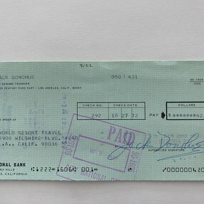 Jack Donohue signed check