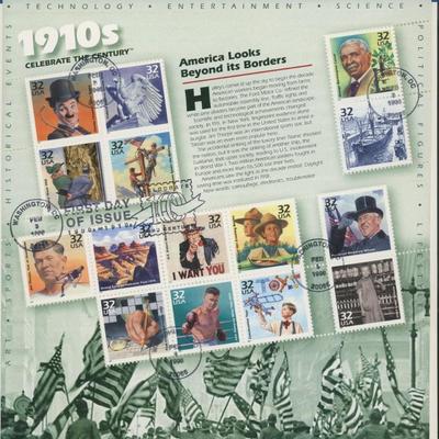 Celebrate the Century 1910s, Full Sheet of 15 Stamps, First Day of Issue Cover