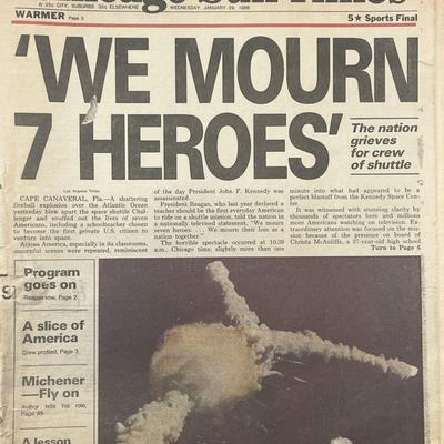 1986 Chicago Sun-Times Original Vintage Newspaper - Space Shuttle Challenger Explodes