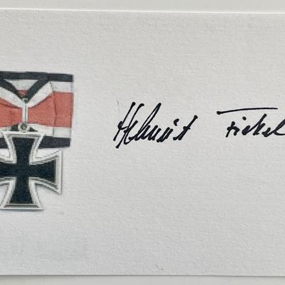 WW2 Oberleutnant Helmut Fickel signature cut