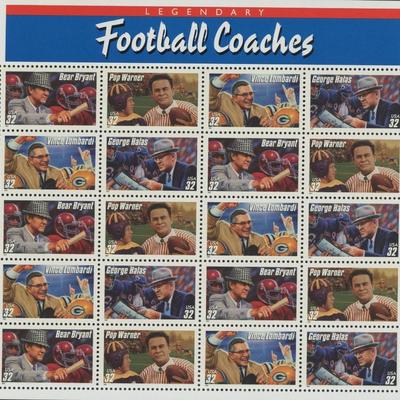 Legendary Football Coaches Sheet of 20 Stamps