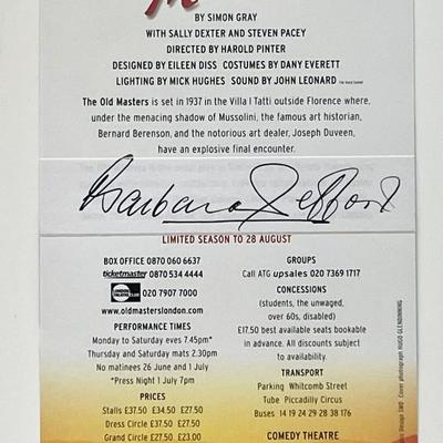 Barbara Jefford signed The Old Masters play flyer