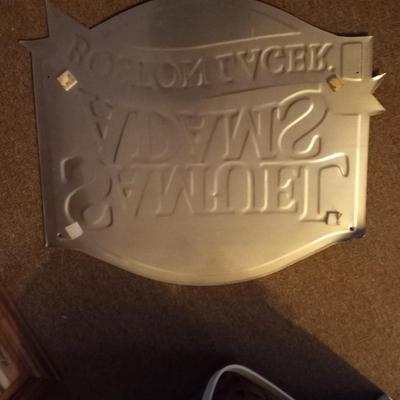 SAMUEL ADAMS TIN SIGN AND FRAMED RAINER DRAFT MIRROR