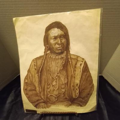 SIGNED SKETCH AND WOOD LAQUERED CLOCK