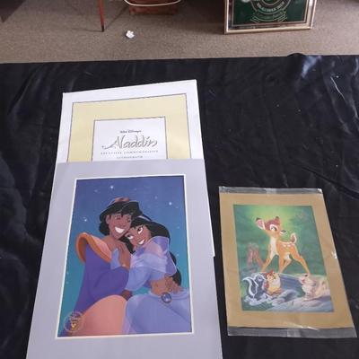 TWO LITHOGRAPHS ALADDIN AND BAMBI