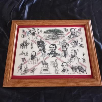 FRAMED PRESIDENTS OF THE UNITED STATES & FRAMED SIGNED SKETCH